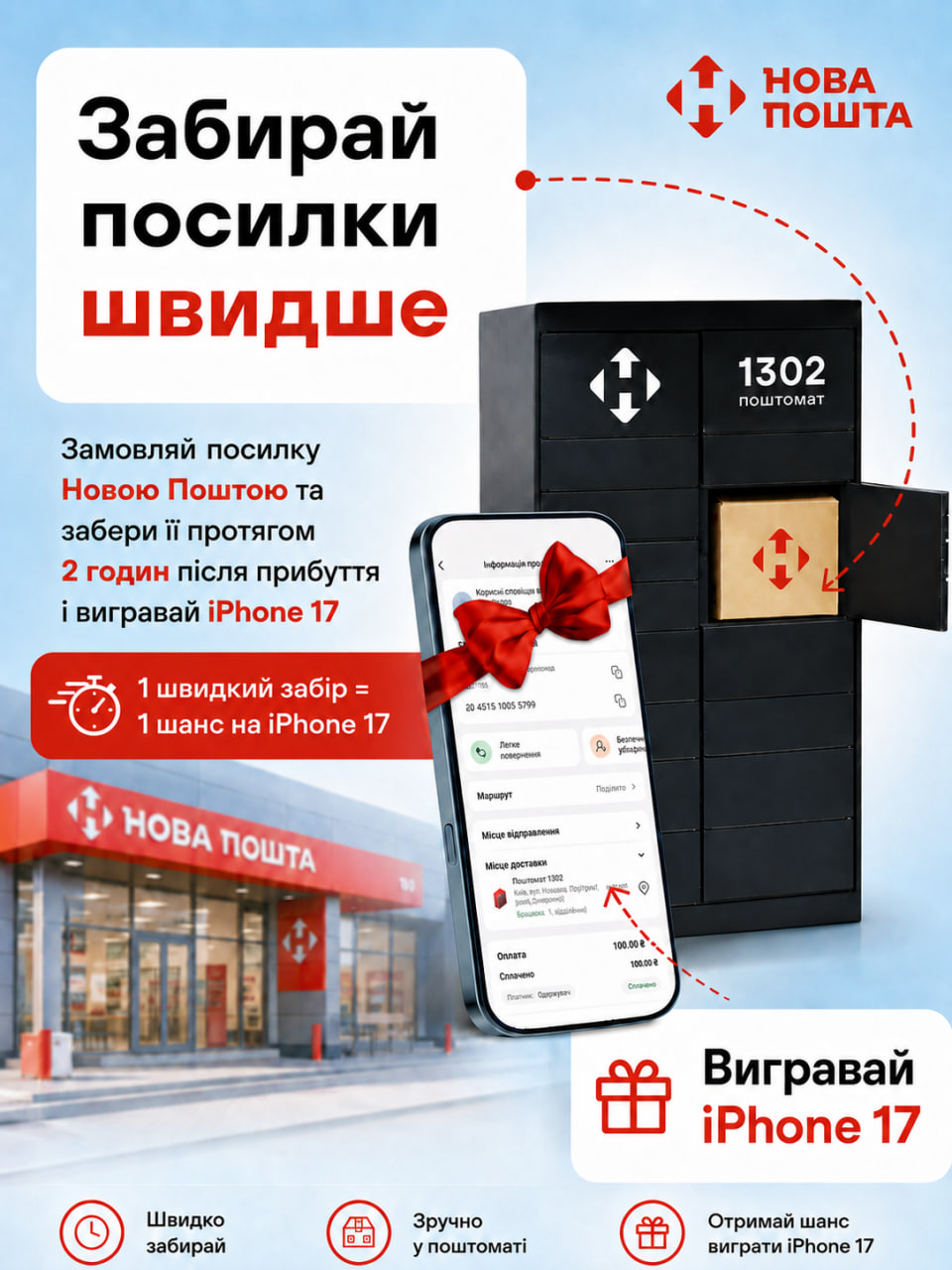 Нова Пошта: забирай посилки швидше та вигравай iPhone 17